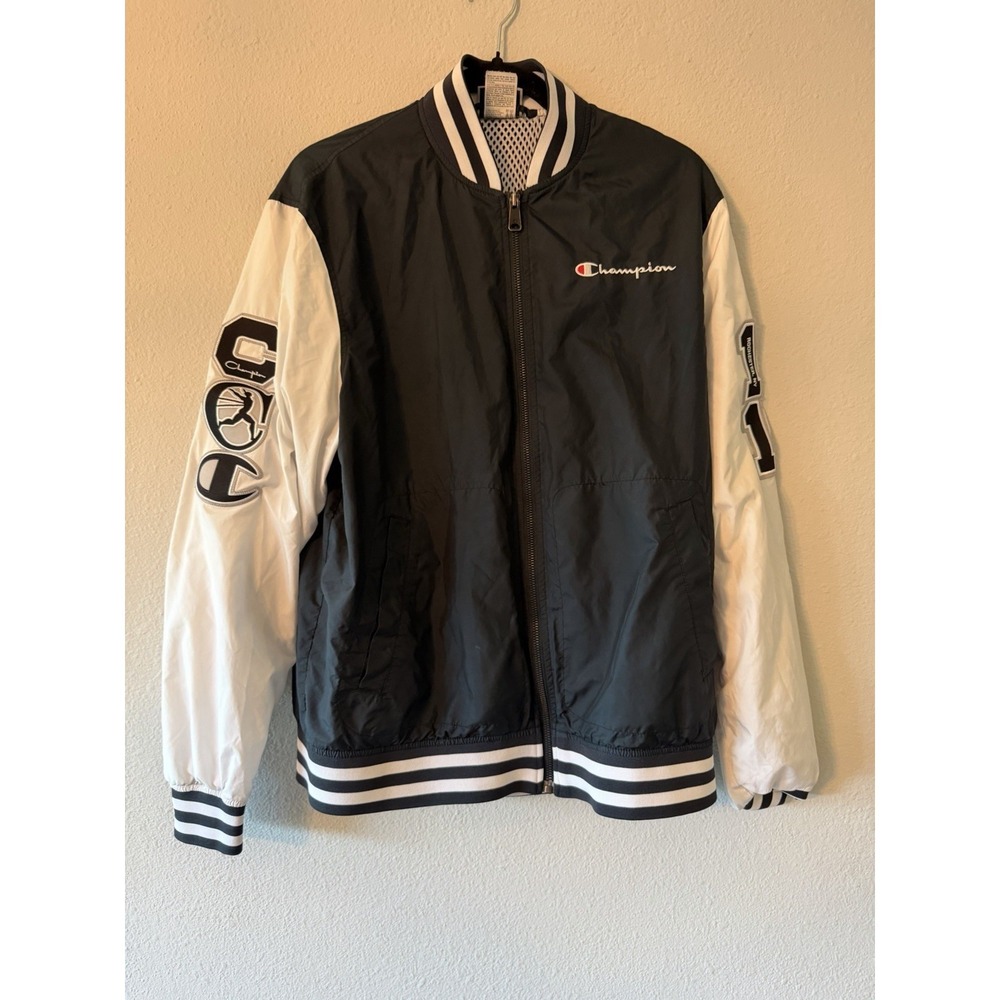 Champion 1999 Rochester N.Y. Windbreaker Zip Jacket Size‎ Large EUC Black White